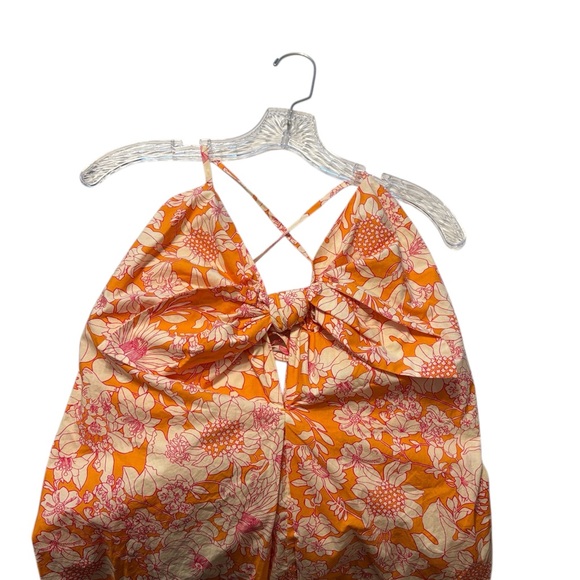 J. Crew Tie Front Cotton Poplin Orange Floral Midi Dress S Vacation Summer NWT - Picture 8 of 12